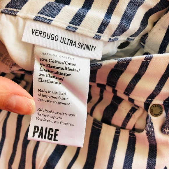 Paige Verdugo Blue and White Stripe Jeans - Picture 13 of 14